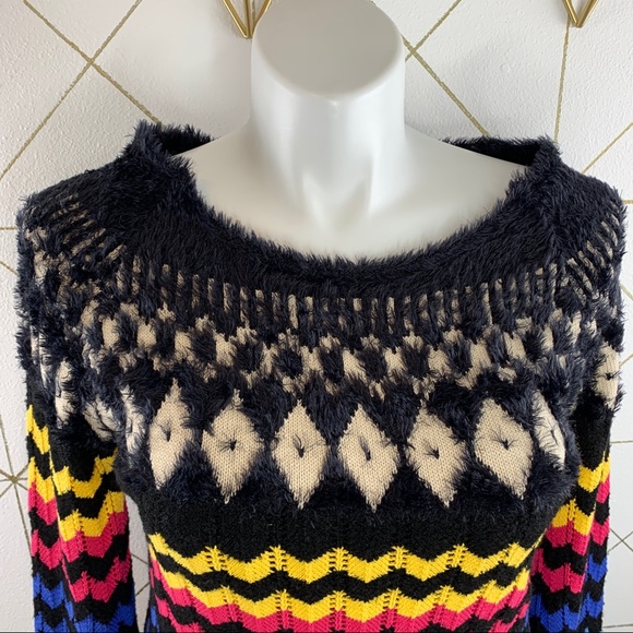 Farm Rio Chevron Knit Lined Sweater Dress Size Medium NWT - Picture 4 of 15